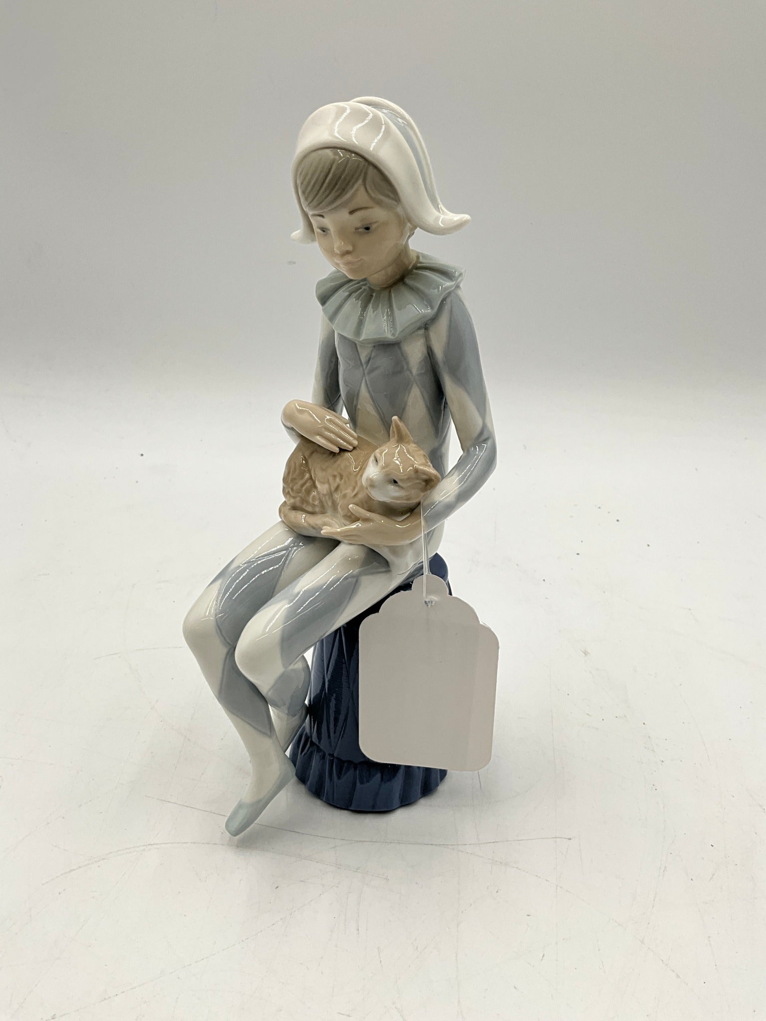 Lladro Harlequin Boy & Cat Figurine